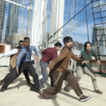 Dancers move in unison aboard the Tallship Wavertree at South Street Seaport Museum in lower manhattan