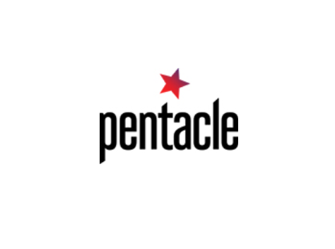 Pentacle logo - black text with red star above the t