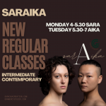 Classes at Gramercy Studio sarAika Monday 4pm and Tuesday 5.30