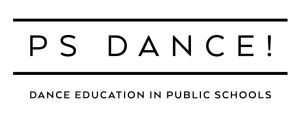 PS Dance! Black sleek logo with two horizontal lines 