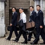 Pictured (Left to Right) Honggang Li, Yi-Wen Jiang, Weigang Li, Nicholas Tzavaras. Members of the Shanghai Quartet