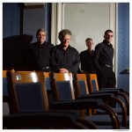 Pictured: (Left to Right) Lucas Fels, Irvine Arditti, Ralf Ehlers , and Ashot Sarkissjan. Members of the Arditti Quartet