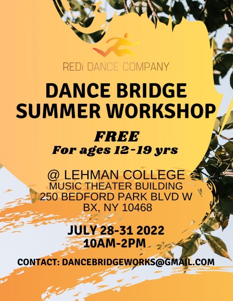 Yellow and orange poster with black lettering describing the workshop details