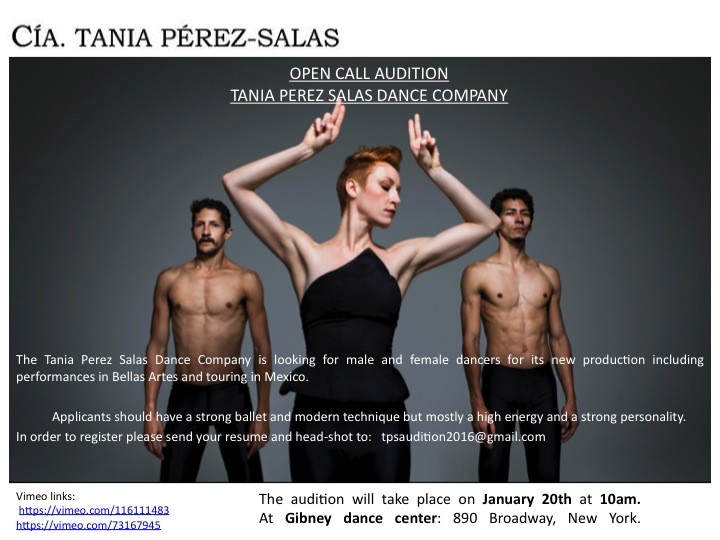 OPEN CALL AUDITION TANIA PEREZ SALAS