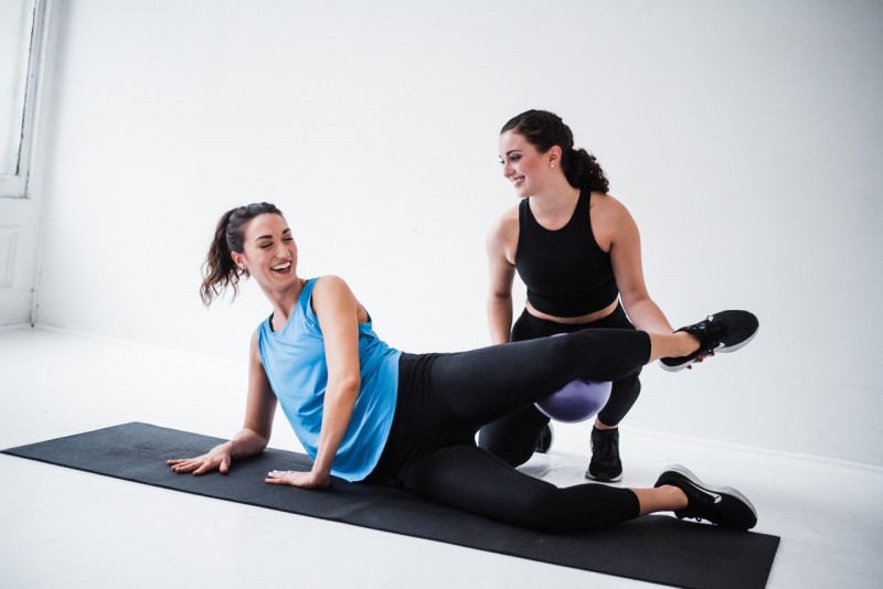 Two women exercising
