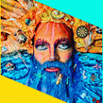 A gif of work at HERE Art of which this one is of Taylor Mac in character for the Socrates 