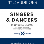 NYC Auditions - www.celebritycruisesproductions.com for more info.