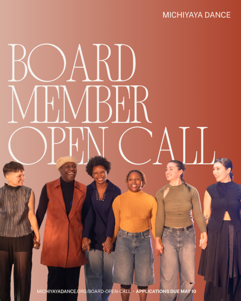 A flyer that reads Board Member Open Call with a group of people holding hands and smiling.
