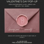 dark grey flyer + rose color envelope as an invite to a valentines day class and jam in white text