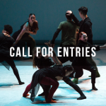 Image of dancers performing on a stage with the text "call for entries" over the image