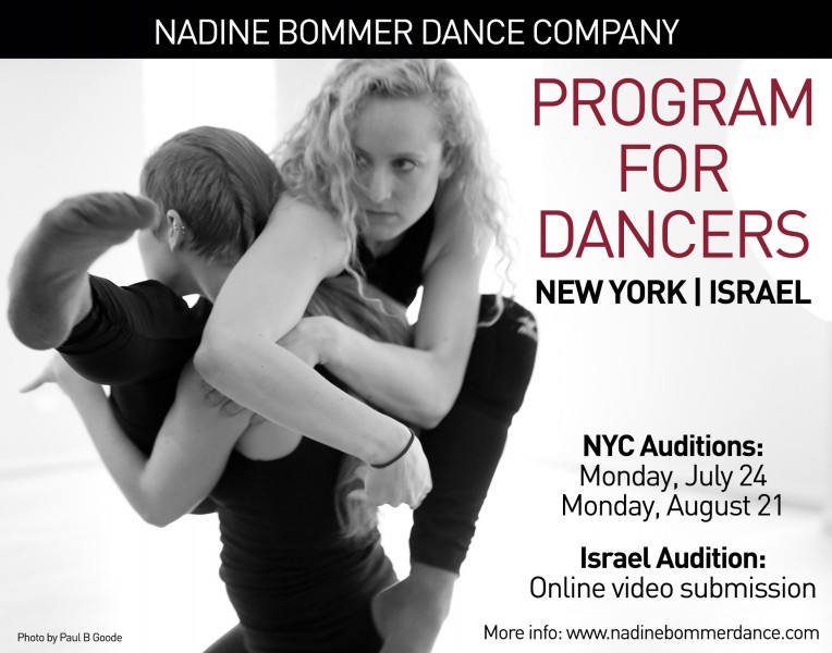 Company dancers Delphina Parenti and Sammy Roth rehearse a lift for the work SEPIA.