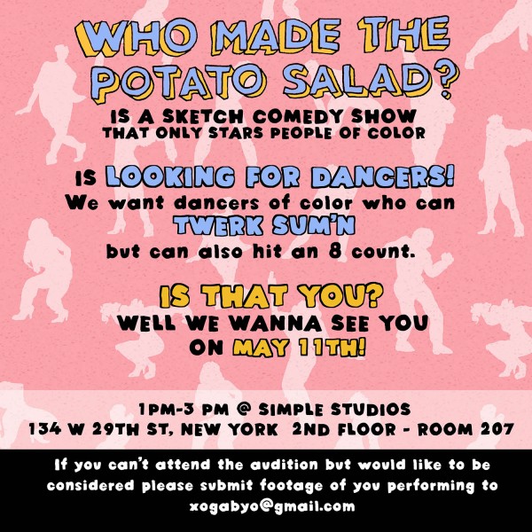 Who Made The Potato Salad is at Simple Studios is at Simple Studios NY looking for dancers to perform in the summer.