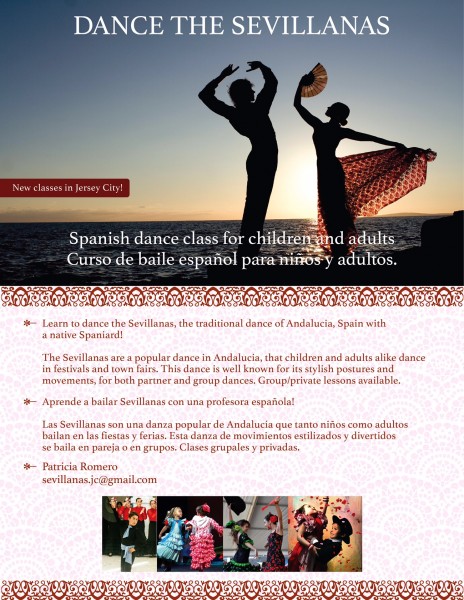Dance the Sevillanas. New classes in Jersey City Heights. Adults and kids. email: sevilanas.jc@gmail.com