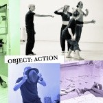 4 performers form a tableau in 4 photos of different colors; one holds a hat in front of his face. Text reads "Object:Action"