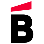 Ballet Hisp&aacute;nico&rsquo;s Logo. Large black B with red accent atop.