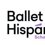 Ballet Hisp&aacute;nico School of Dance Logo. Reads Ballet Hisp&aacute;nico School of Dance with black text and purple accents.