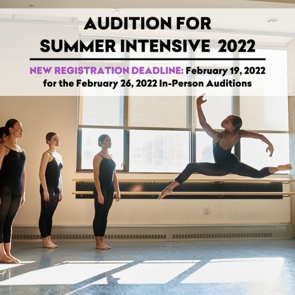 DANCERS AND BANNER TEXT WITH AUDITION DATE