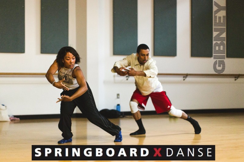 Photo of Springboard Dancers in rehearsal with 2018 Emerging choreographer Mark Caserta