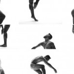 A black and white collaged photo of an Asian male-identifying dancer in various poses.