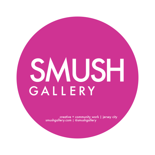pink circle with the words SMUSH Gallery in large white type