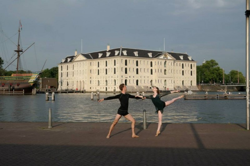 Cardboard Stage dancers performing in Amsterdam. 