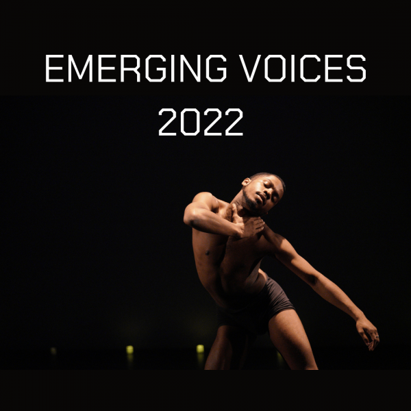 a dancer contorts their body to the right, caressing their left shoulder while looking off to the left in a dimly lit background