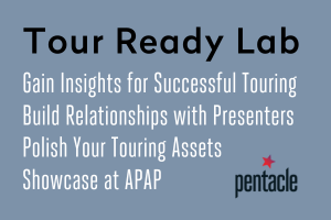 White and black text on a grey background. It reads: "Tour Ready Lab, Gain Insights for Successful Touring Build Relationships w