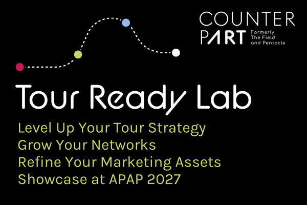 A rectangular graphic with Counterpart&rsquo;s logo in the top right corner; a graphic of 4 connected colored circles 