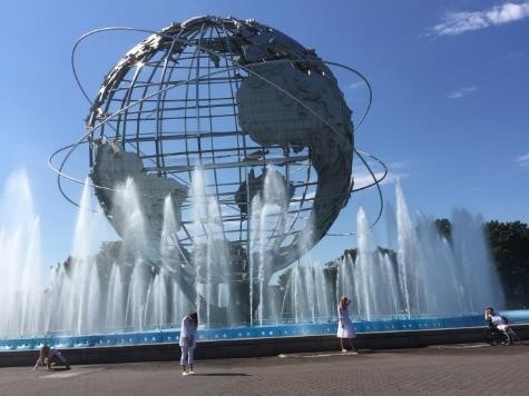 Live sculpture participants at the Queens Unisphere