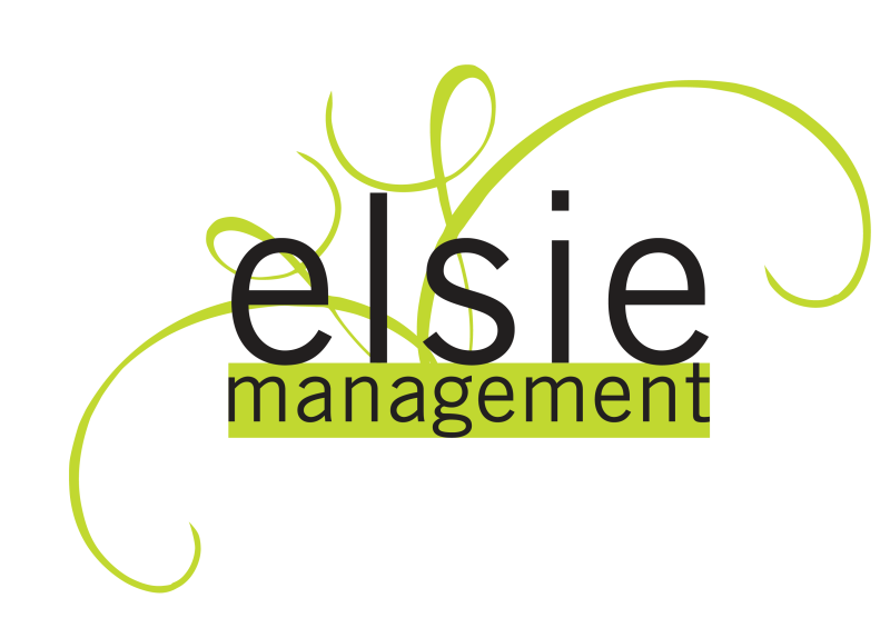 Elsie Management logo with the company's name spelled out and green curved lines in the background