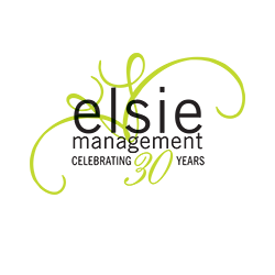 Elsie Management logo, with a green swish and the text Elsie Management, Celebrating 30 years