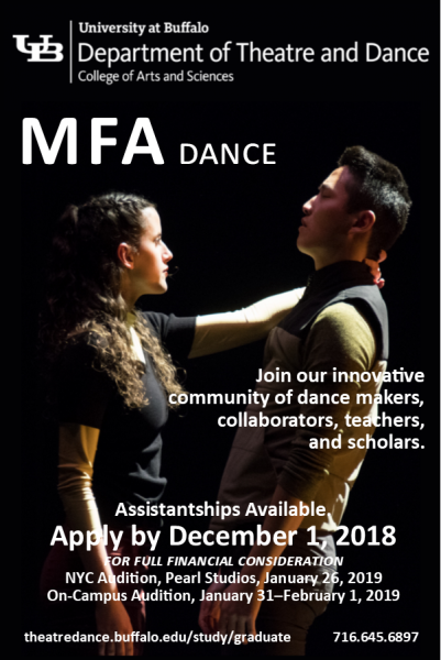 University at Buffalo, Department of Theatre and Dance, MFA in Dance Auditions. Join our innovative community of dance makers.