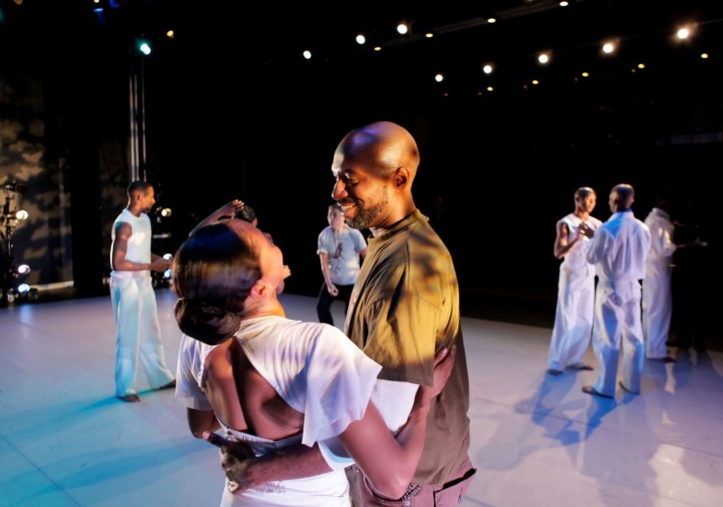 Ronald K. Brown and AAADT's Linda Celeste Sims during rehearsal of Brown's Dancing Spirit