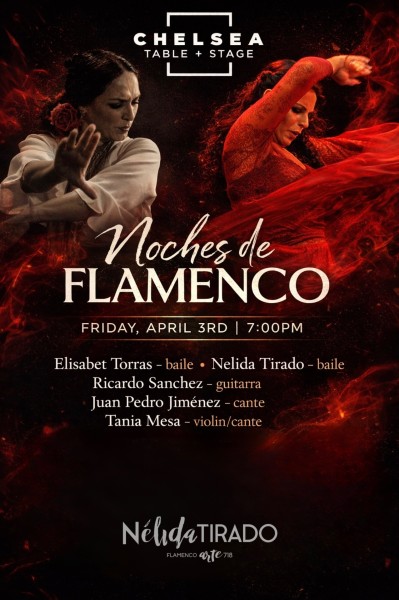 Image of two female flamenco dancers in performance 