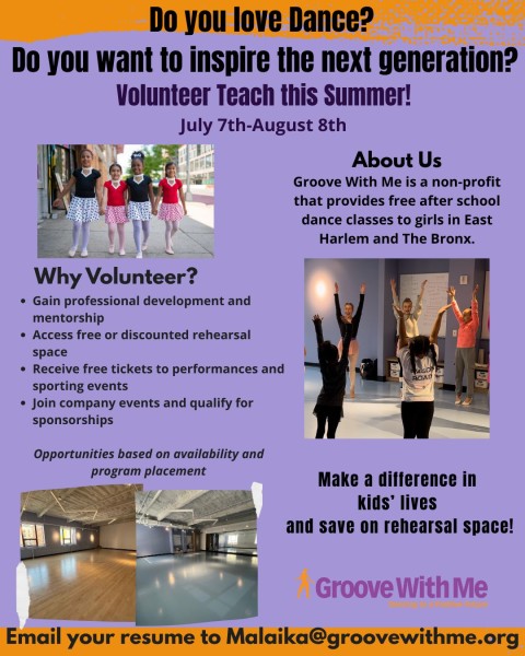 Volunteer Teacher Flyer for the Summer. Dates ranging from July 7th-August 8th