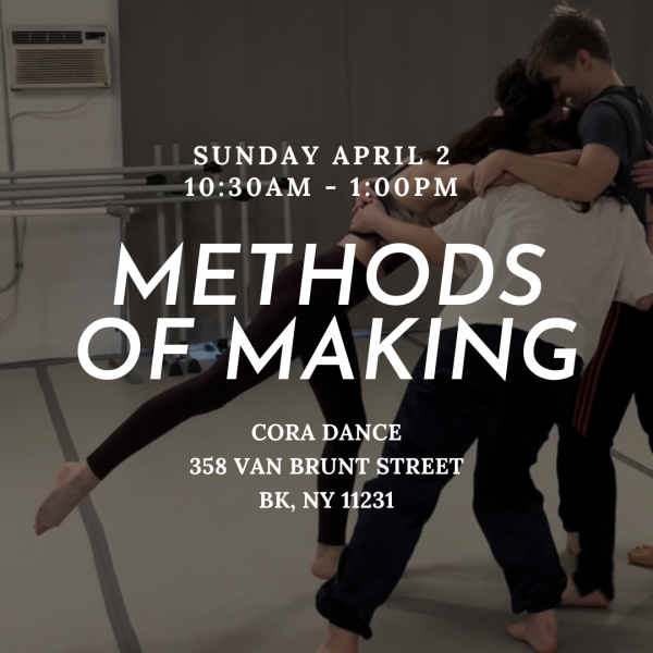 A group of dancers sway to the right in the background, text about the workshop is laid on top. 