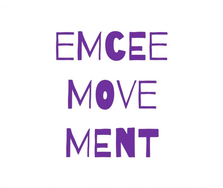 purple and white logo "emceemovement"