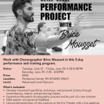 Performance Project Flyer with photo of Brice Mousset