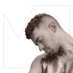 Black and white side profile of choreographer Jonathan Gonzalez.