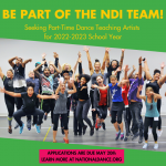 Group of teaching artists jumping energetically