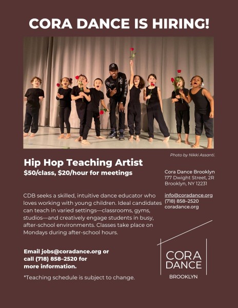 Cora Dance Hip Hop Teaching Artist and students pose together with flowers after performance! 