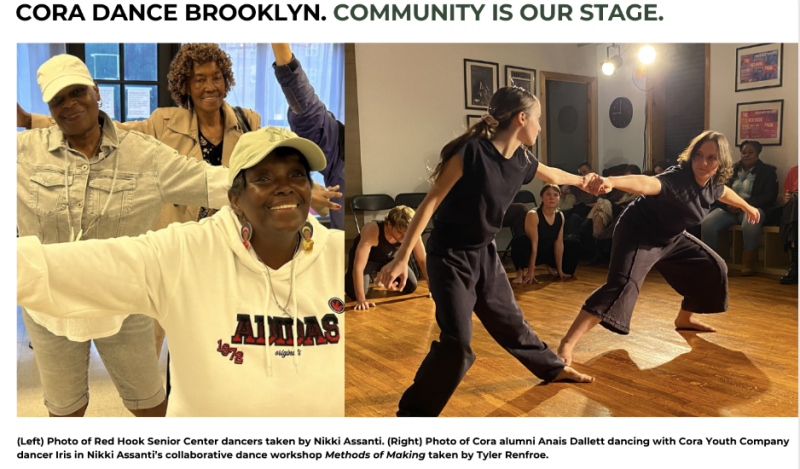 Dancers ages 11-60+ smiling and participating in Cora programs! 