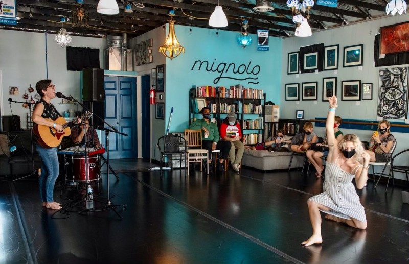 Dancer improvising to live music at Mignolo Arts Center in Metuchen, NJ