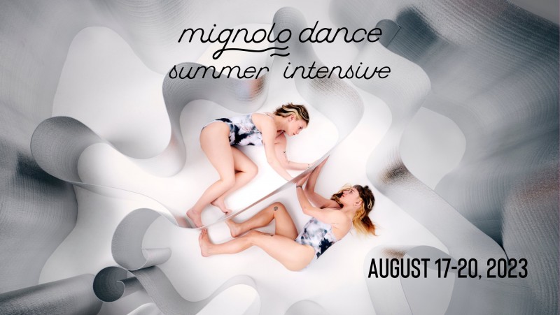 Mignolo Dance Artistic Directors Charly And Eriel Santagado maying down on either side of sheet metal, intensive ad