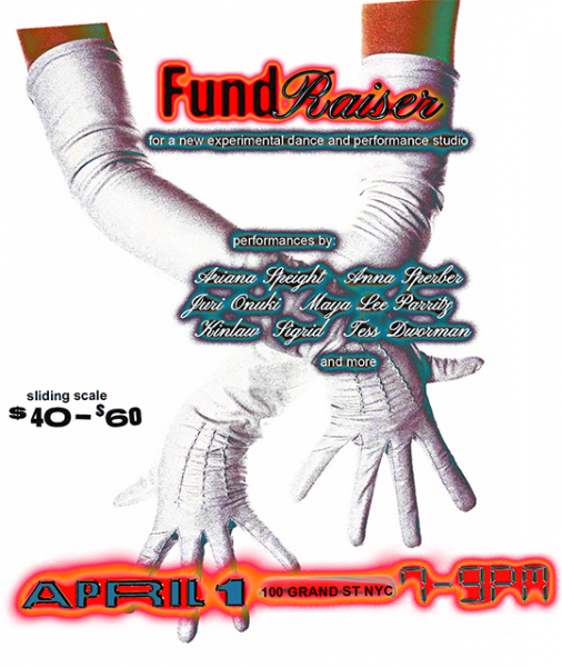 Flyer for Fundraiser listing date, time, location, and performers names.