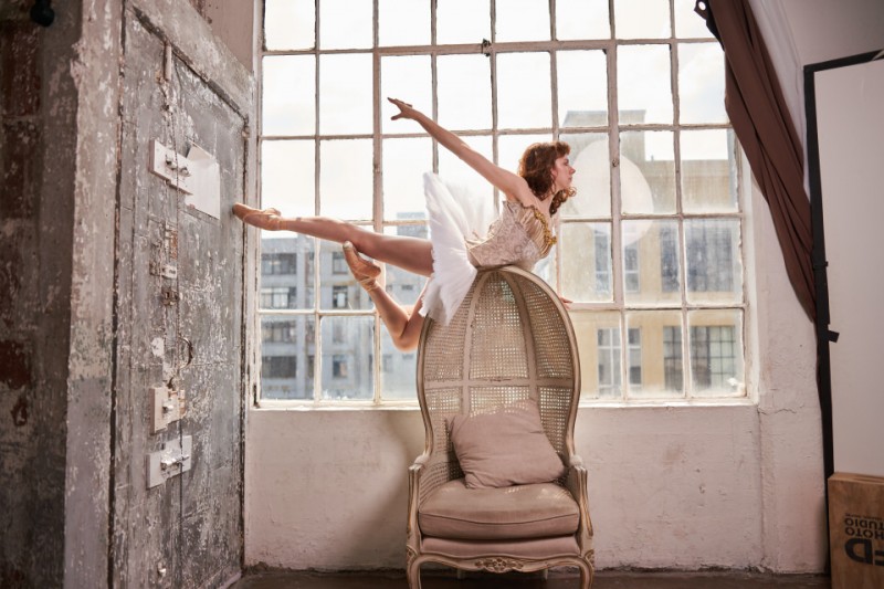 Ballerina suspended in the air.