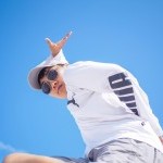 Shannon in white shirt doing dance move