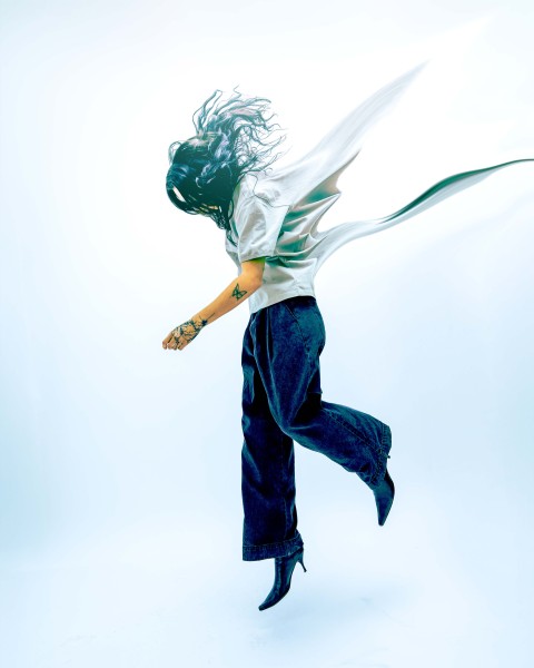 Dancer portrait on a blue background