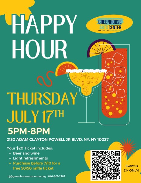 Join us on July 17th for Greenhouse Happy Hour. Get ready for an evening of fun activities. Enjoy beer, wine, and light refreshm