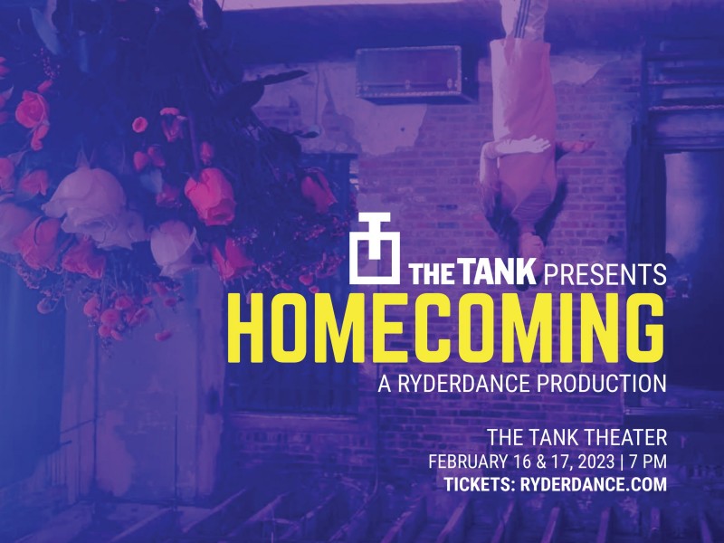 Purple flyer with yellow text